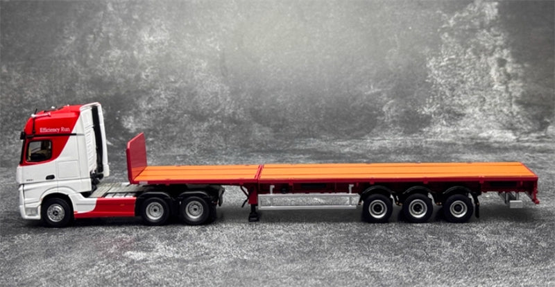 GCD Mercedes Benz Actros 3-Axle Gigaspace 6x2 Semi-trailer truck & scaleble Red white 1:64 Truck Pre-built Model view7