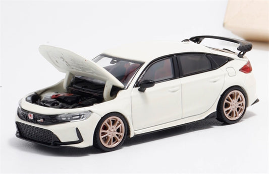 MOTORHELIX HONDA Civic Type R FL5 Racing Champion White Gold wheels 1:64 Car Pre-built Model view1