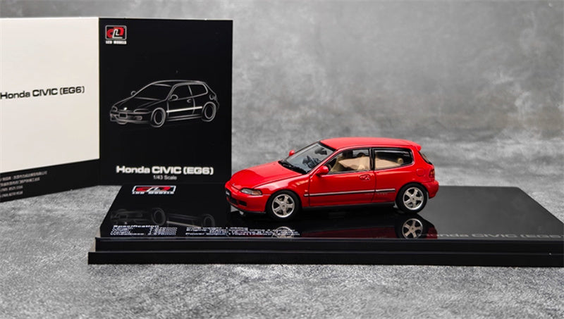 LCD-MODELS Honda Civic SiR II EG6 Fully open red Beige Interior 1:43 Car Model view9