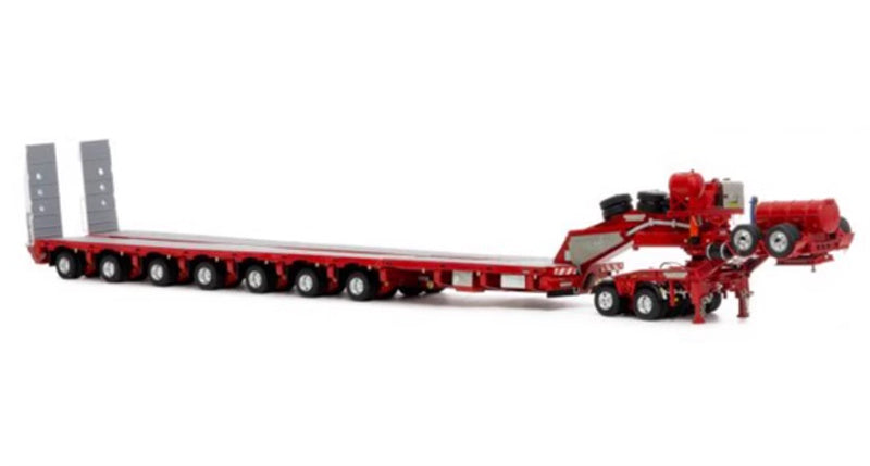 Drake  ROSSO RED 2X8 DOLLY + 7X8 STEERABLE LOW LOADER 1:50 Truck Pre-built Model