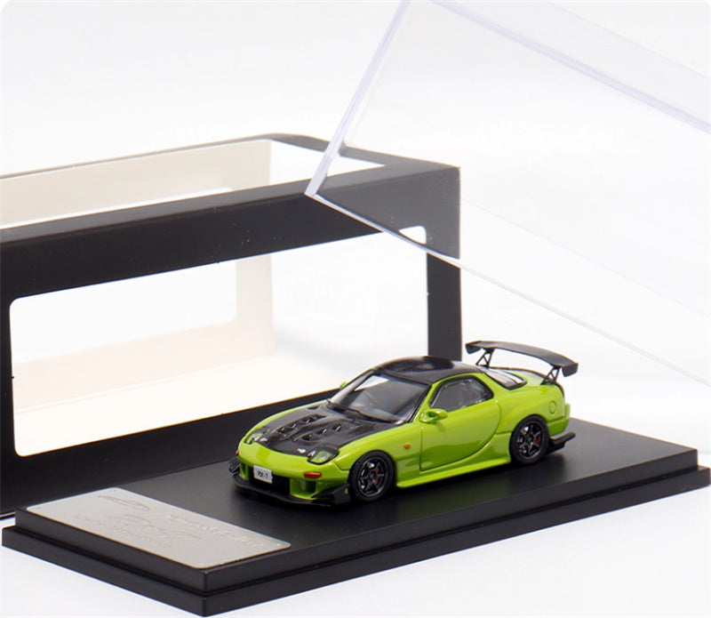 mymodelcollect Mazda RX-7 FD3S Green carbon Hood 1:64 Car Pre-built Model view4