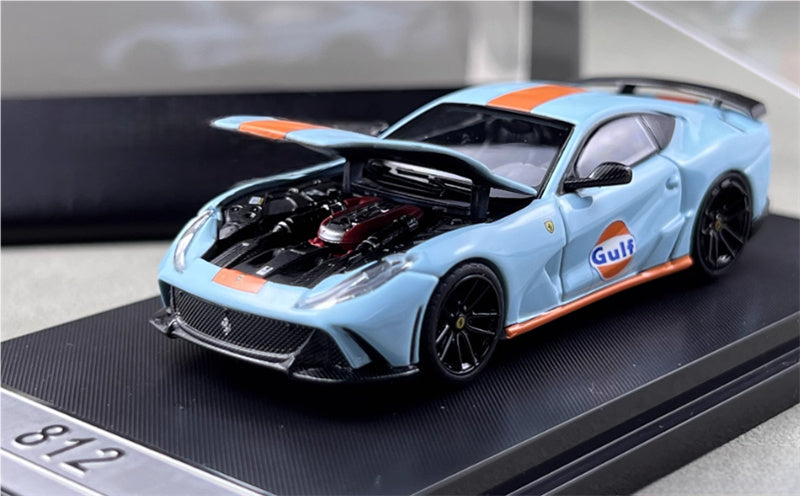Little Toys x SH Ferrari 812 N-Largo V12 Supercar Novitec Modified Edition Gulf Painting Limited Edition 299PCS ONLY 1:64 Car Pre-built Model view5
