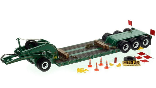1:50 Talbert  1960s 60-Ton Cableneck Lowbed w/ Single-Axle Dolly Heavy Haul Replicas  Green Diecast Model