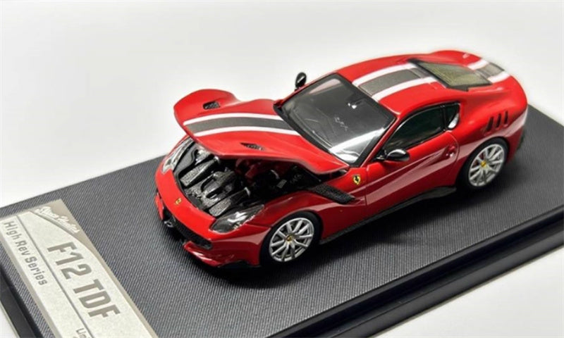 Stance Hunters Ferrari F12 TDF Supercar Limited Edition 799PCS ONLY Red - Black White stripes 1:64 Car Pre-built Model view1