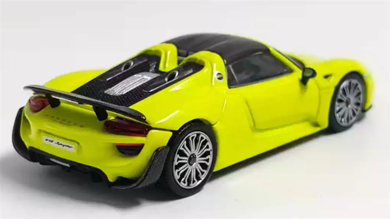1:64 Porsche 918 Spyder fluorescent green Trends Hobby DIECAST Civil Car Model