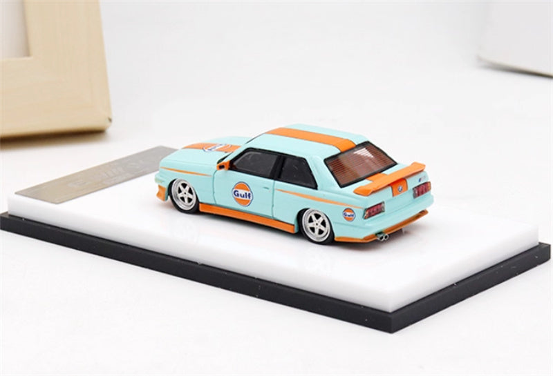 ScaleMini BMW M3 first generation E30 low slung sports car Gulf coating Limited Edition 499PCS ONLY 1:64 Car Pre-built Model view2