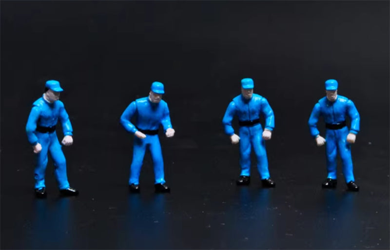 Hobby JAPAN Only Four blue car repair workers 1:64 figure Pre-built Model view1