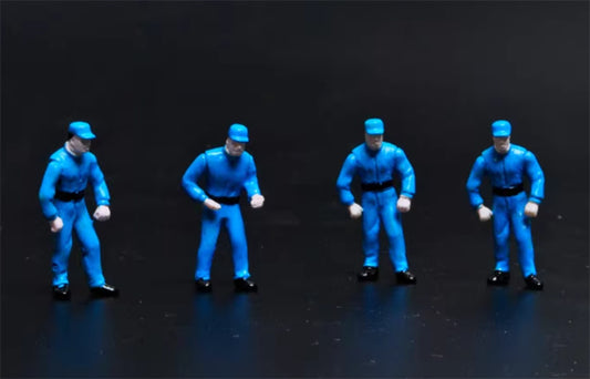 Hobby JAPAN Only Four blue car repair workers 1:64 figure Pre-built Model view1