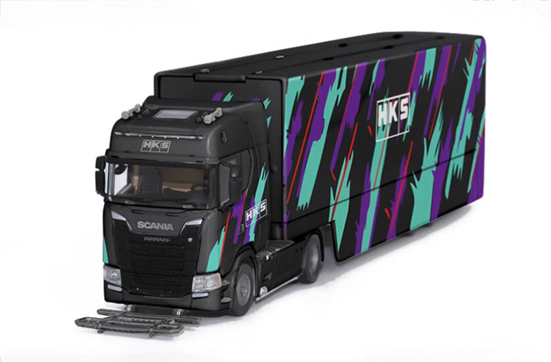 Star Model Scania S730 double decker transport vehicle Black HKS 1:64 Truck Pre-built Model