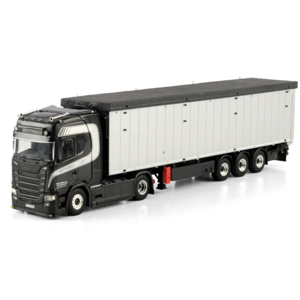 1:50 SCANIA BOTTREAU S CS20H 4X2 TRAILER 3 AXLE WSI Black Diecast Model