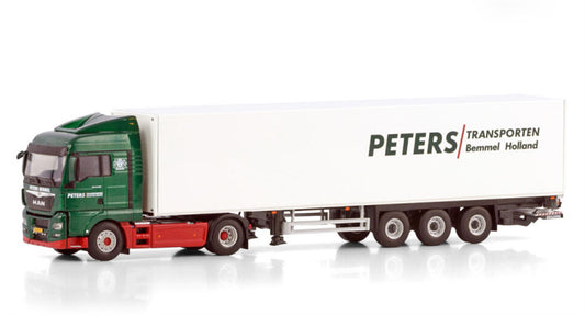 WSI MAN TGX XLX EURO 6 FACELIFT 4X2 BOX TRAILER - 3 AXLE Peters Transporten 1:50 Truck Pre-built Model