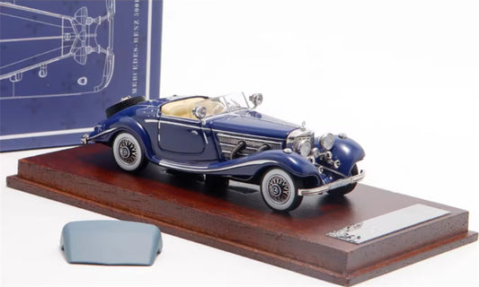 Liberty 64 Mercedes Benz 500K Classic Vintage Car Blue - with top cover 1:64 Car Pre-built Airliner Model Display view2
