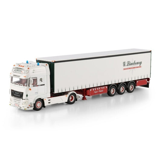 1:50 DAF LIMBOURG XF CAB MY2017 4X2 CURTAINSIDE TRAILER 3 AXLE WSI  White Diecast Model
