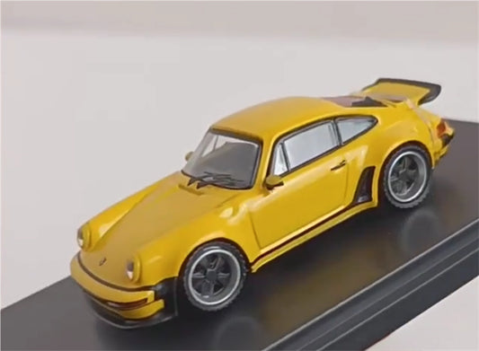 Rhino Model Porsche Singer Turbo Study 930 Yellow hardtop version 1:64 Car Pre-built Model view1