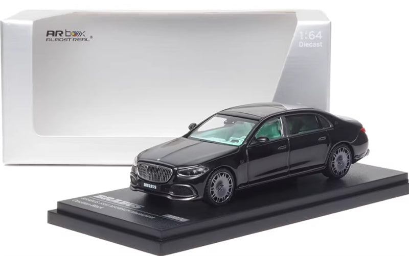 Almost Real BRABUS S850 Maybach Masterpiece 2023 Obsidian Black -Green interior 1:64 Car Pre-built Airliner Model Display view9