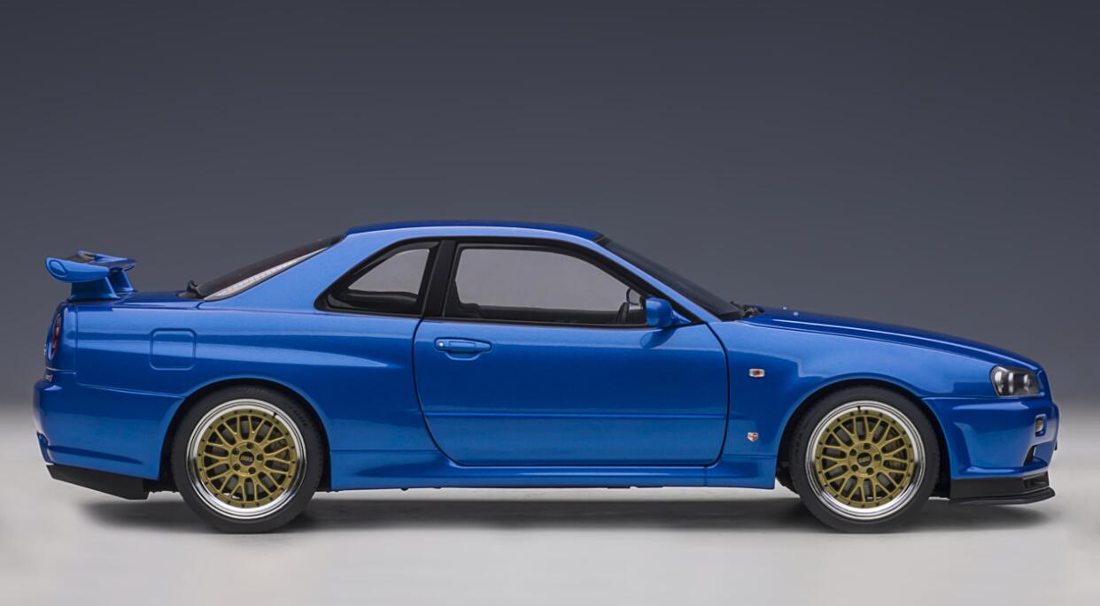 AUTOART Nissan Skyline GT-R (R34) V-Spec II with BBS LM wheels Bayside Blue 1:18car Pre-a Model