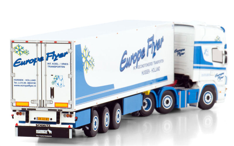 WSI  SCANIA R4 TOPLINE 6X2 TWINSTEER REEFER TRAILER - 3 AXLE Europe Flyer 1:50 Truck Pre-built Model