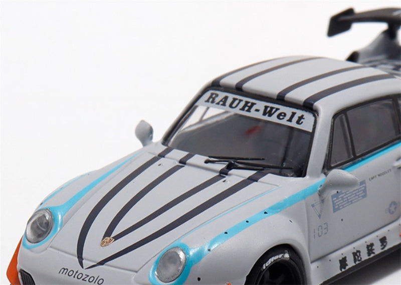 TOP MODELS Porsche RWB 993 Motozolo Battle Grey Limited Edition RAUH - Welt 1:64 Car Pre-built Model view10