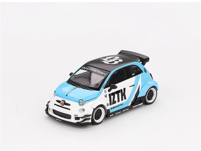 MINIGT LB-WORKS x Abas Works Abarth 595 IZTK blue-white color box packaging 1:64 Car Pre-built Model view1