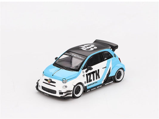 MINIGT LB-WORKS x Abas Works Abarth 595 IZTK blue-white color box packaging 1:64 Car Pre-built Model view1