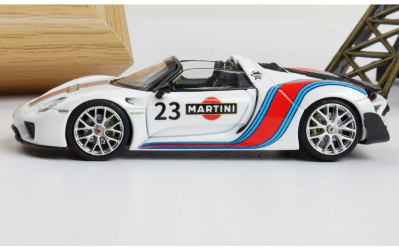 1:64 Porsche 918 Spyder Martini TOP LUX Convertible DIECAST Car Model