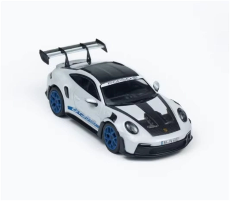 MINICHAMPS Porsche 911 GT3 RS 2024 Grey w/ Blue Wheels Limited Edition 1:64 Car Pre-built Model