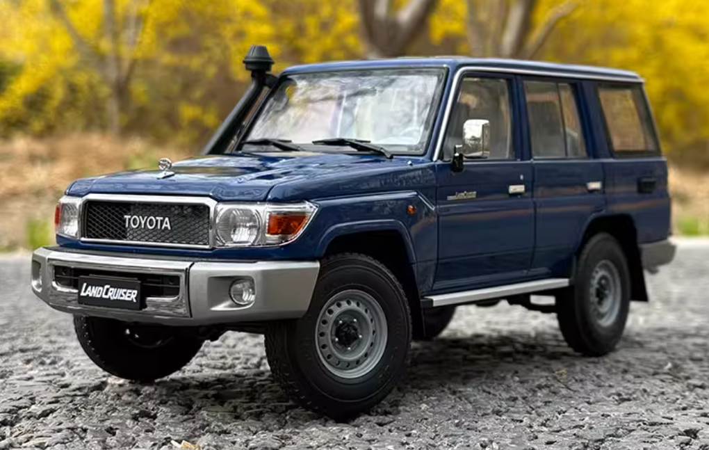 Almost Real Toyota LC76 Land Cruiser Blue 1:18 Car Pre-built Model view1