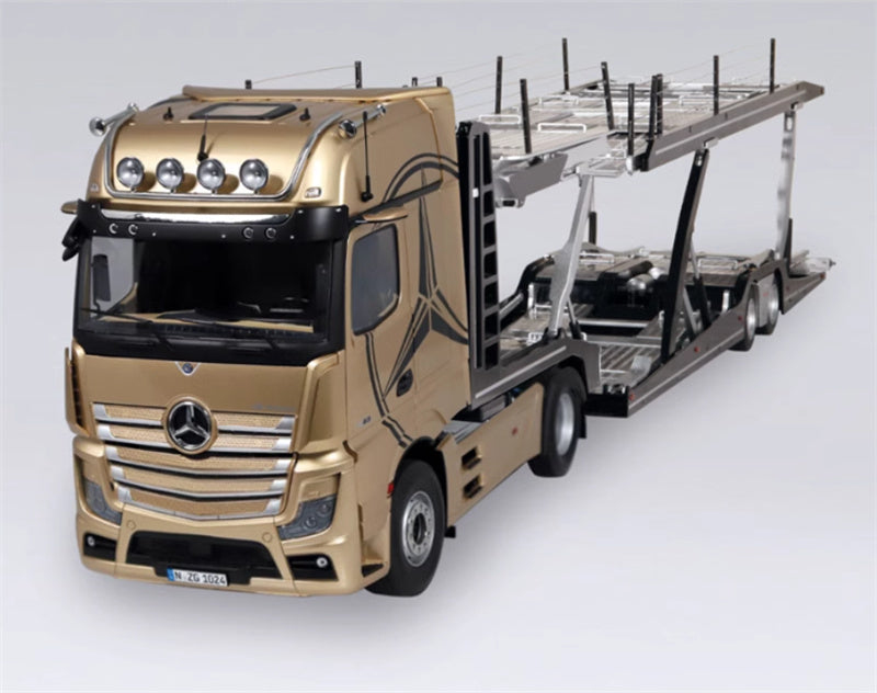 NZG Mercedes Benz Actros Lohr Champagne gold Benz logo + double-layer trailer KIT 1:18 DIECAST Truck Lorry