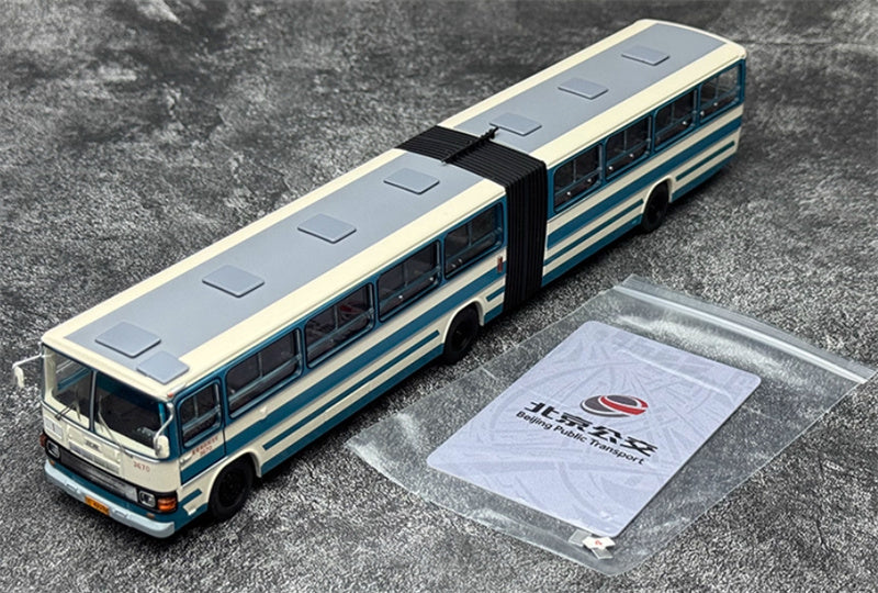 Beijing Public Transport Jinghua BK670 Yellow River Grand Passage 1 Road articulated bus lake blue 1:64 Bus Pre-built Model view10