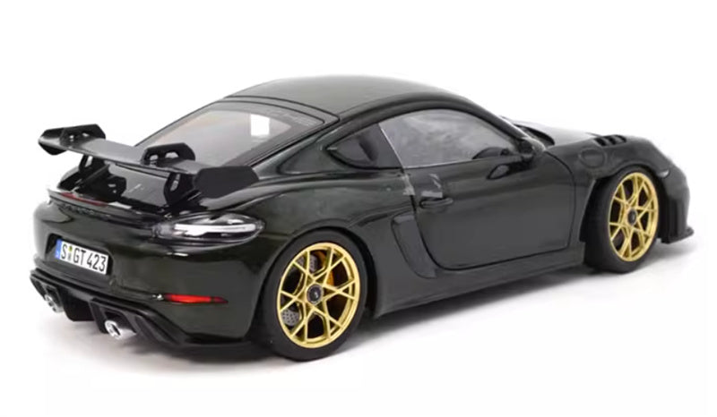 NOREV 2023 Porsche Cayman GT4 RS sports car Hard top dark green 1:18 Car Pre-built Model view6