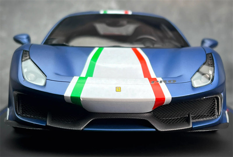 BBR MODELS Ferrari 488 Pista #73 Abu Dhabi Blue Limited Edition Leather base 1:18 Car Pre-built Model view8