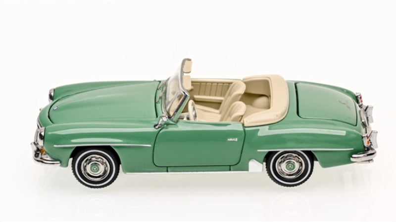 GFCC Mercedes Benz 190SL Convertible Luxury Classic Car Light green 1957 Soft top 1:64 car Pre-built Model view3