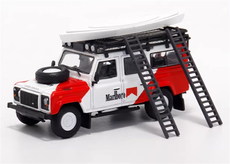Master Land Rover Defender 110 Marlboro Painting With Accessories 1:64 Car Pre-built Airliner Model Display view1