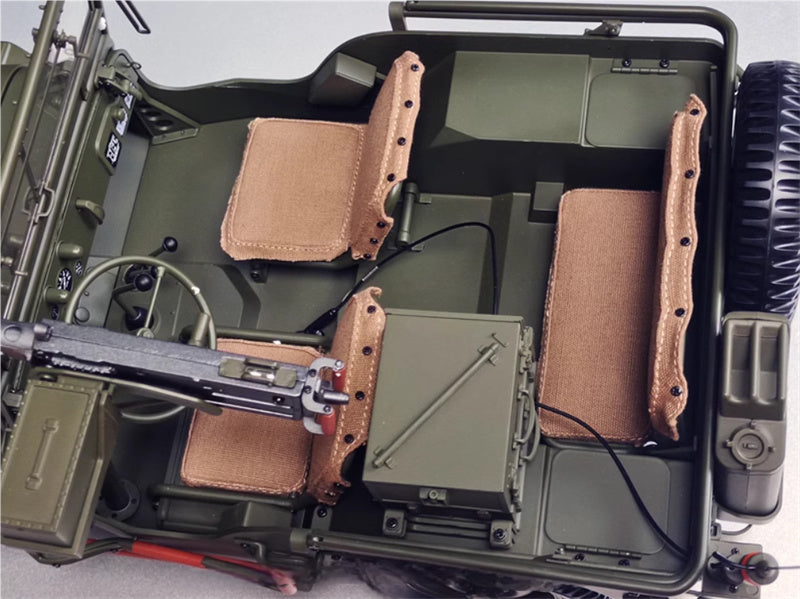 PREMIUM X 1943 Jeep Wells MB Trailer M3 Anti Tank Set Olive green 1:8 DIECAST Tank