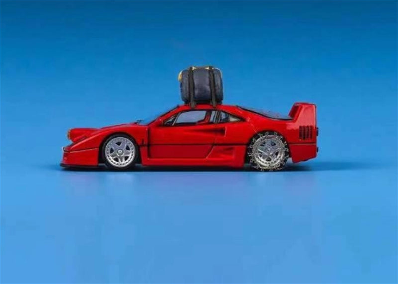 Findclassically Ferrari Takeshi Kimura's F40 Red Snow Version Filp-Up Light Limited Edition 800PCS ONLY 1:64 car Pre-built Model view3