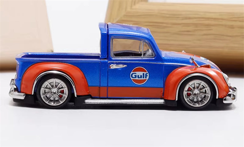 Liberty 64 Volkswagen Beetle Pickup Gulf Painting w/ resin Gulf oil drum 1:64 Car Pre-built Airliner Model Display view2