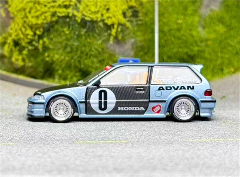 KaidoHouse x MiniGT Honda Civic EF Kaido Roulette V1 blue color box packaging 1:64 Car Pre-built Model view3