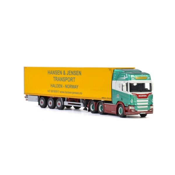 1:50 SCANIA HANSEN & JENSEN R HIGHLINE CR20H 6x2 REEFER TRAILER 3 AXLE WSI   DIECAST Model