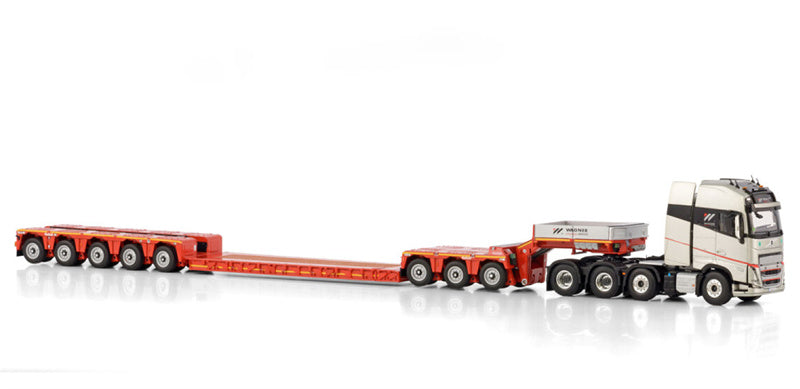WSI  VOLVO FH5 GLOBETROTTER XL 8X4 LOW LOADER WITH DOLLY 3 AXLE - 5 AXLE Richard Wagner 1:50 Truck Pre-built Model