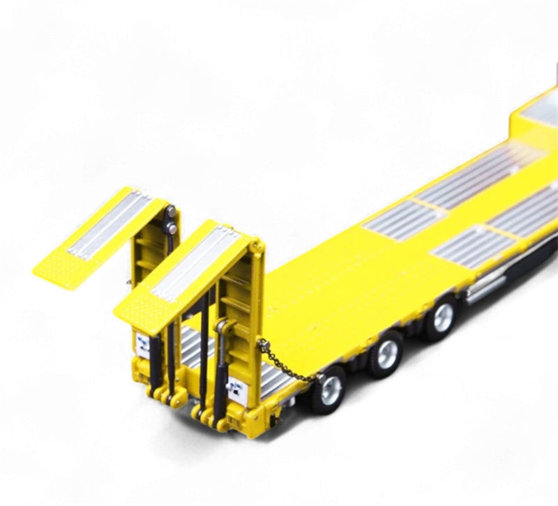 TimeMicro & Perka Mercedes BENZ ACTROS FLATBED TRANSPORT VEHICLE Yellow 1:64 Truck Pre-built Model view2