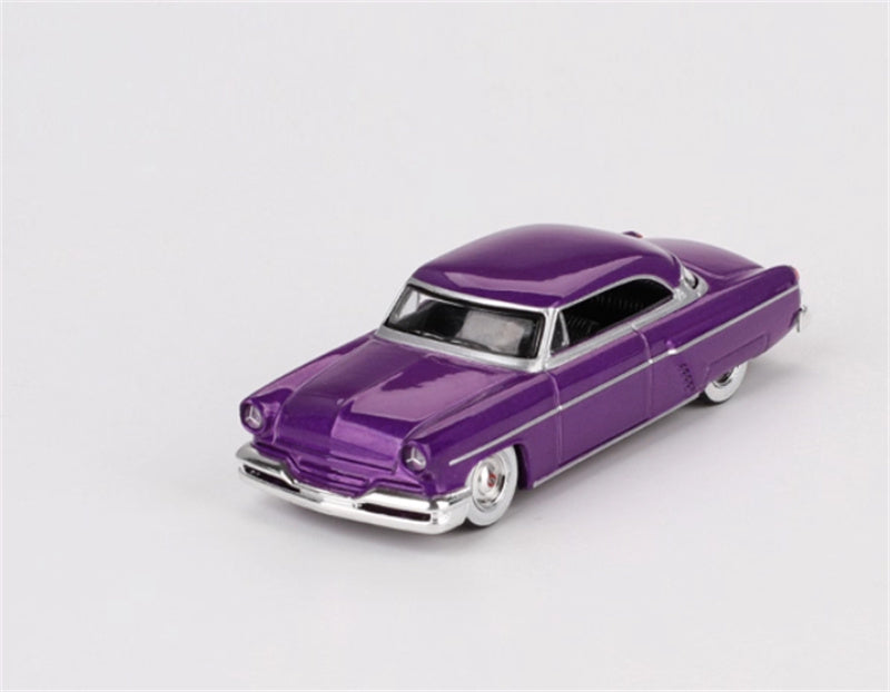 MINIGT Lincoln Capri Hot Rod 1954 Purple Metallic color box packaging 1:64 Car Pre-built Model view1