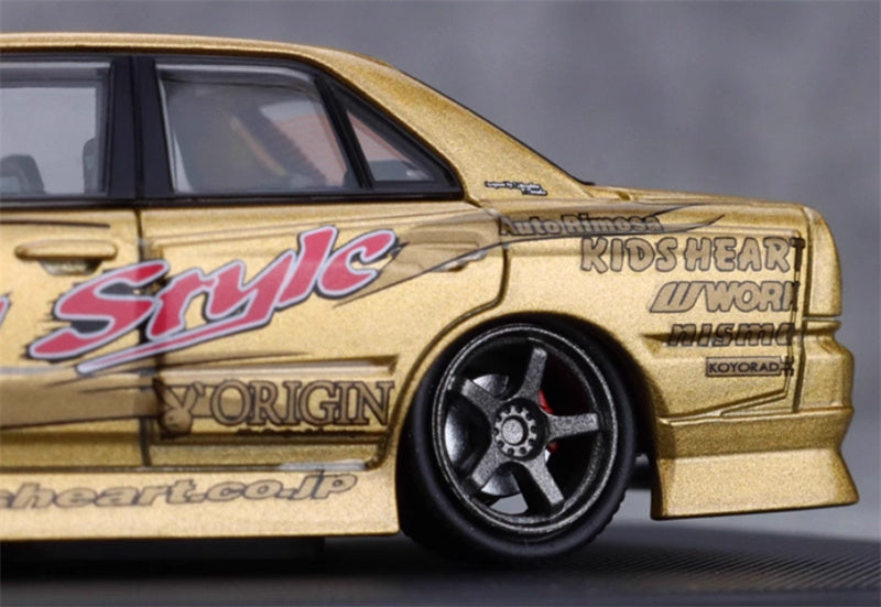 Mortal Nissan GTR ER34 25GT SKYLINE URAS Modified Edition MJ STYLE Gold Limited Edition 1:64 Car Pre-built Model view10