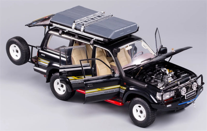 KengFai Toyota Land Cruiser LC80 black Off Road Edition With luggage rack 1:18 Truck Pre-built Model view3