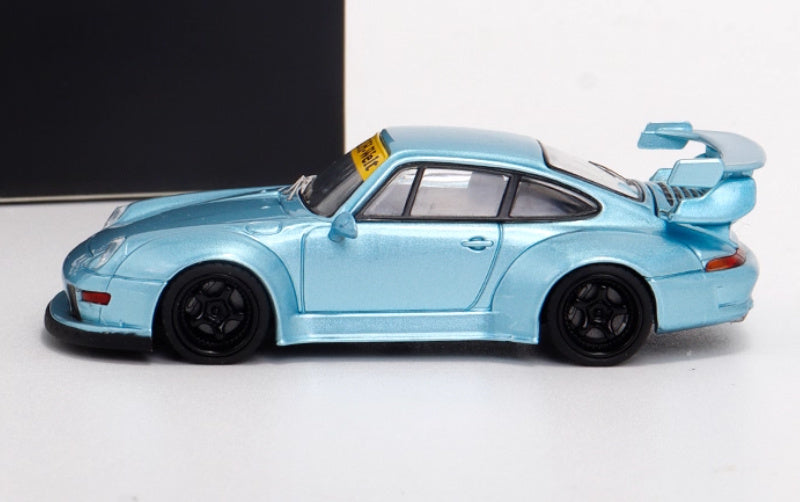 TPC Porsche 911 RWB 993 Widebody Conversion Limited Edition 500PCS ONLY Ice Blue - Black Wheel 1:64 Car Pre-built Model view3