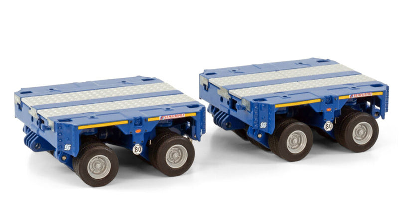 WSI SCHEUERLE INTER COMBI SET 2 AXLE (2X) BLUE Premium Line 1:50 Truck Pre-built Model
