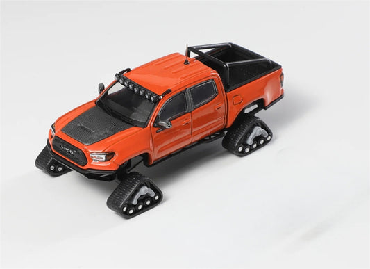 GCD Toyota Tacoma Snow Edition with tank track Orange Red LHD 1:64 Truck Pre-built Model view2