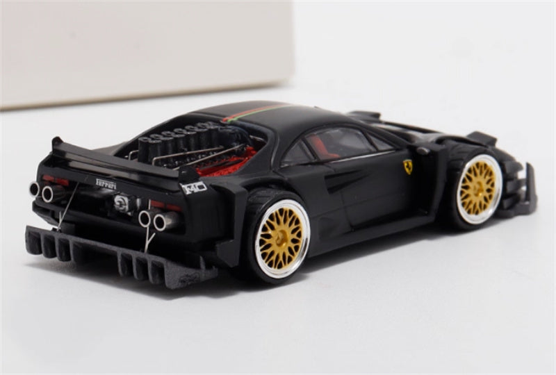 Autobots Models Ferrari F40 Yasid sports car Explosive redesign Black - Gold Wheel Italian Stripes 1:64 Car Pre-built Model view6