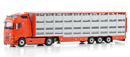 WSI VOLVO FH5 GLOBETROTTER 4X2 LIVE STOCK TRAILER - 3 AXLE Van Dijk 1:50 Truck Pre-built Model