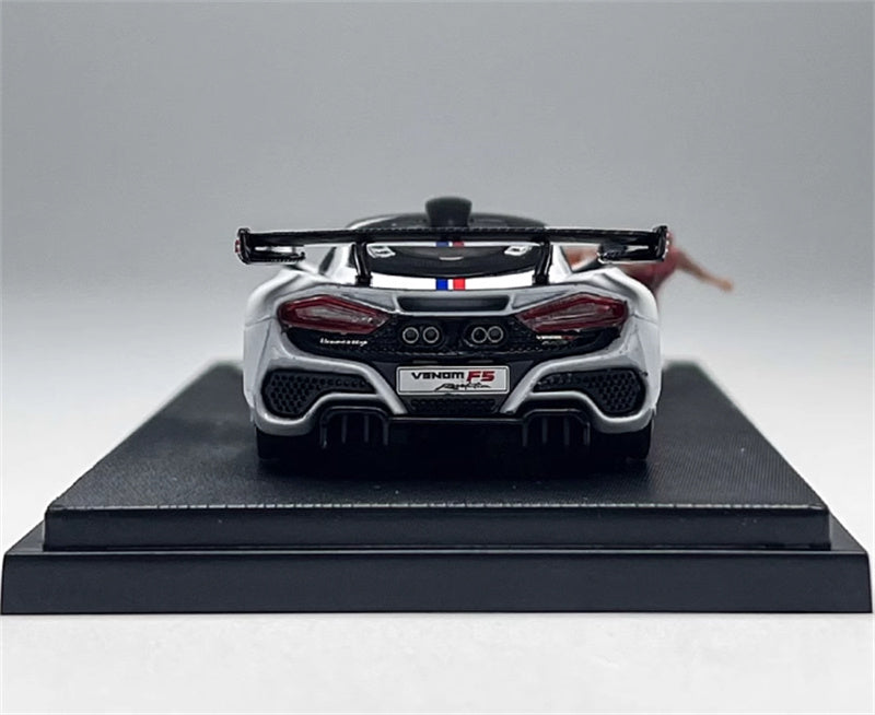 Rhino Model Hennessey Venom F5 Limited Edition 999PCS ONLY White w/ Figure 23# 1:64 Car Pre-built Model view6