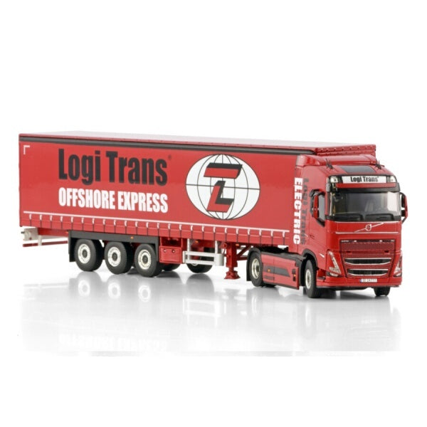 1:50 VOLVO LOGI TRANS FH5 4X2 CURTAINSIDE TRAILER 3 AXLE WSI  Red Diecast Model